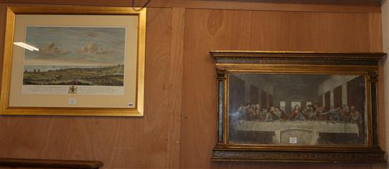 A reproduction print, Perspective view of Brighthelmstone, 41 x 60cm and a print of The Last Supper, in ornate possibly Arundel Socie